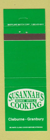 Matchbook Cover - Susannah's Restaurant Cleburne Granbury TX