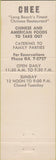 Matchbook Cover - Chee Chinese Restaurant Long Beach CA