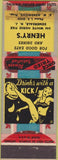 Matchbook Cover - Henry's Somerdale NJ girlie WEAR