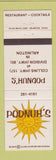 Matchbook Cover - Podnuh's Arlington TX