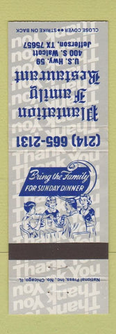Matchbook Cover - Plantation Family Restaurant Jefferson TX