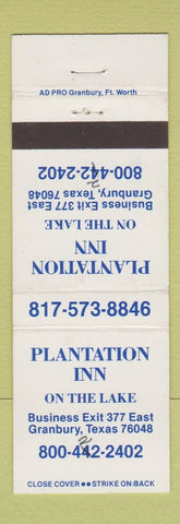 Matchbook Cover - Plantation Inn Granbury TX WEAR