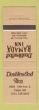 Matchbook Cover - Doublewood Inn Fargo ND Ramada Bismarck ND