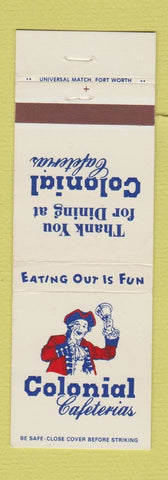 Matchbook Cover - Colonial Cafeterias  Fort Worth Dallas TX