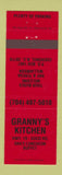 Matchbook Cover - Granny's Kitchen Cherokee NC RED
