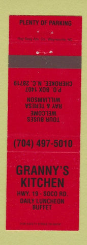 Matchbook Cover - Granny's Kitchen Cherokee NC RED