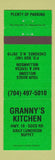 Matchbook Cover - Granny's Kitchen Cherokee NC GREEN