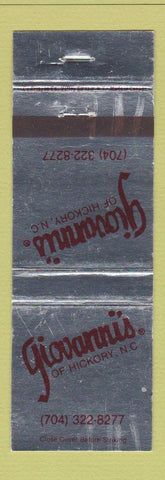 Matchbook Cover - Giovanni's Hickory NC WEAR