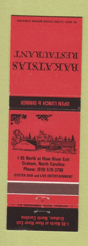 Matchbook Cover - Bakatsias Restaurant Graham NC