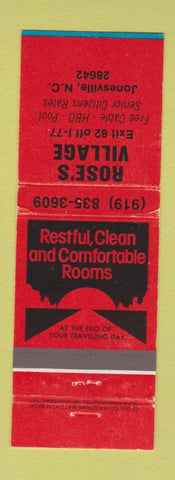 Matchbook Cover - Rose's Village Jonesville NC WEAR