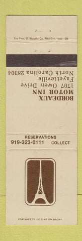 Matchbook Cover - Bordeaux Motor Inn Fayetteville NC