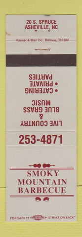 Matchbook Cover - Smoky Mountain BBQ Asheville NC WEAR
