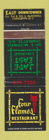 Matchbook Cover - Four Flames Restaurant Charlotte NC Jade East Lounge