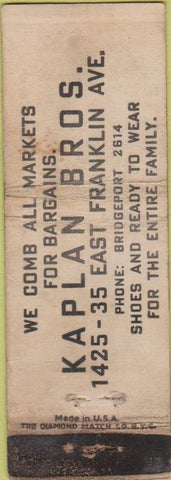 Matchbook Cover - Kaplan Bros shoes WORN