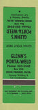 Matchbook Cover - Glenn's Porta Weld High Prairie AB
