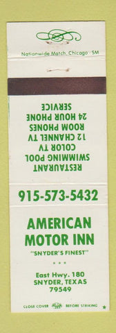 Matchbook Cover - American Motor Inn Snyder TX
