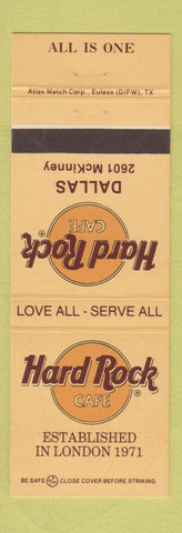Matchbook Cover - Hard Rock Cafe Dallas TX