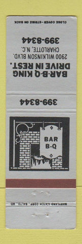 Matchbook Cover - BBQ King Drive In Restaurant Charlotte NC