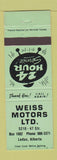 Matchbook Cover - Weiss Motors Leduc AB