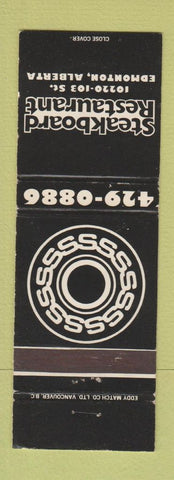 Matchbook Cover - Steakboard Restaurant Edmonton AB WEAR