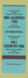 Matchbook Cover - HIll Country Inn Mason TX WEAR BLUE