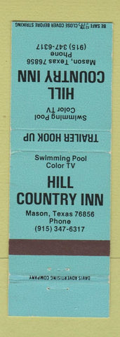 Matchbook Cover - HIll Country Inn Mason TX WEAR BLUE