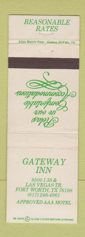 Matchbook Cover - Gateway Inn Fort Worth TX