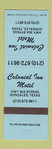 Matchbook Cover - Colonial Inn Motel Gonzales TX BLUE