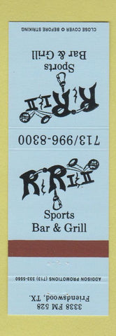 Matchbook Cover - R&R I & II Sports Bar Friendswood TX BLUE