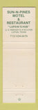 Matchbook Cover - Sun n Pines Motel Lufkin TX