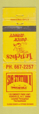 Matchbook Cover - Sub Station II Asheville NC WORN