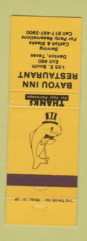 Matchbook Cover - Bayou Inn Restaurant Denton TX WEAR