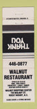 Matchbook Cover - Walnut Restaurant Rocky Mount NC