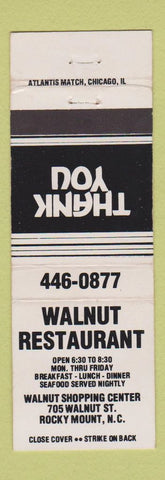 Matchbook Cover - Walnut Restaurant Rocky Mount NC