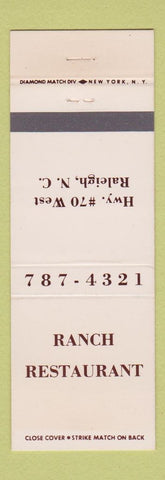 Matchbook Cover - Ranch Restaurant Raleigh NC