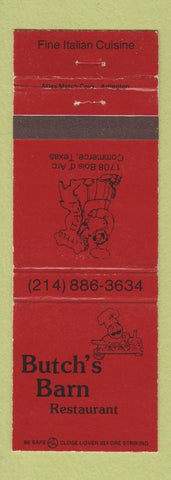 Matchbook Cover - Butch's Barn Restaurant Italian Commerce TX