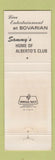 Matchbook Cover - Bovarian Steak House Seafood Dallas TX