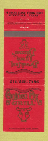 Matchbook Cover - Golden Ox Grill Sunnyvale TX