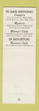Matchbook Cover - Cappy's Restaurant  San Antonio TX Houston