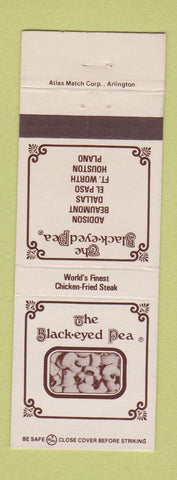 Matchbook Cover - The Black Eyes Pea Addison Beaumont Dallas El Paso Plano TX