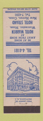 Matchbook Cover - Hotel Warren Worcester MA Strand New Haven CT