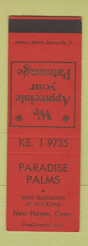 Matchbook Cover - Paradise Palms New Haven CT SAMPLE