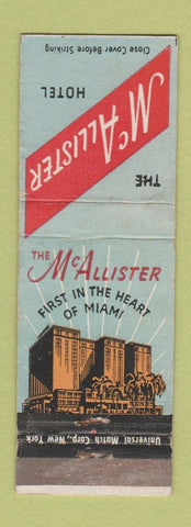 Matchbook Cover - McAllister Hotel Miami FL WEAR