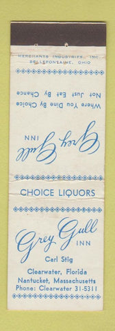 Matchbook Cover - Grey Gull Inn Clearwater FL MERCHANTS Nantucket MA