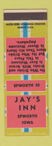 Matchbook Cover - Jay's Inn Epworth IA low phone #