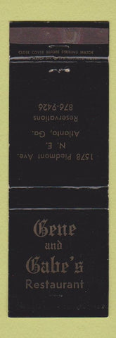Matchbook Cover - Gene and Gabe's Restaurant Atlanta GA