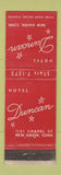 Matchbook Cover - Hotel Duncan New Haven CT