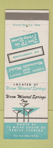 Matchbook Cover - Warm Mineral Springs Inn Venice FL
