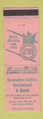 Matchbook Cover - Suwannee Gables Restaurant Motel Old Town FL PINK