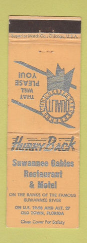 Matchbook Cover - Suwannee Gables Restaurant Motel Old Town FL PEACH WEAR